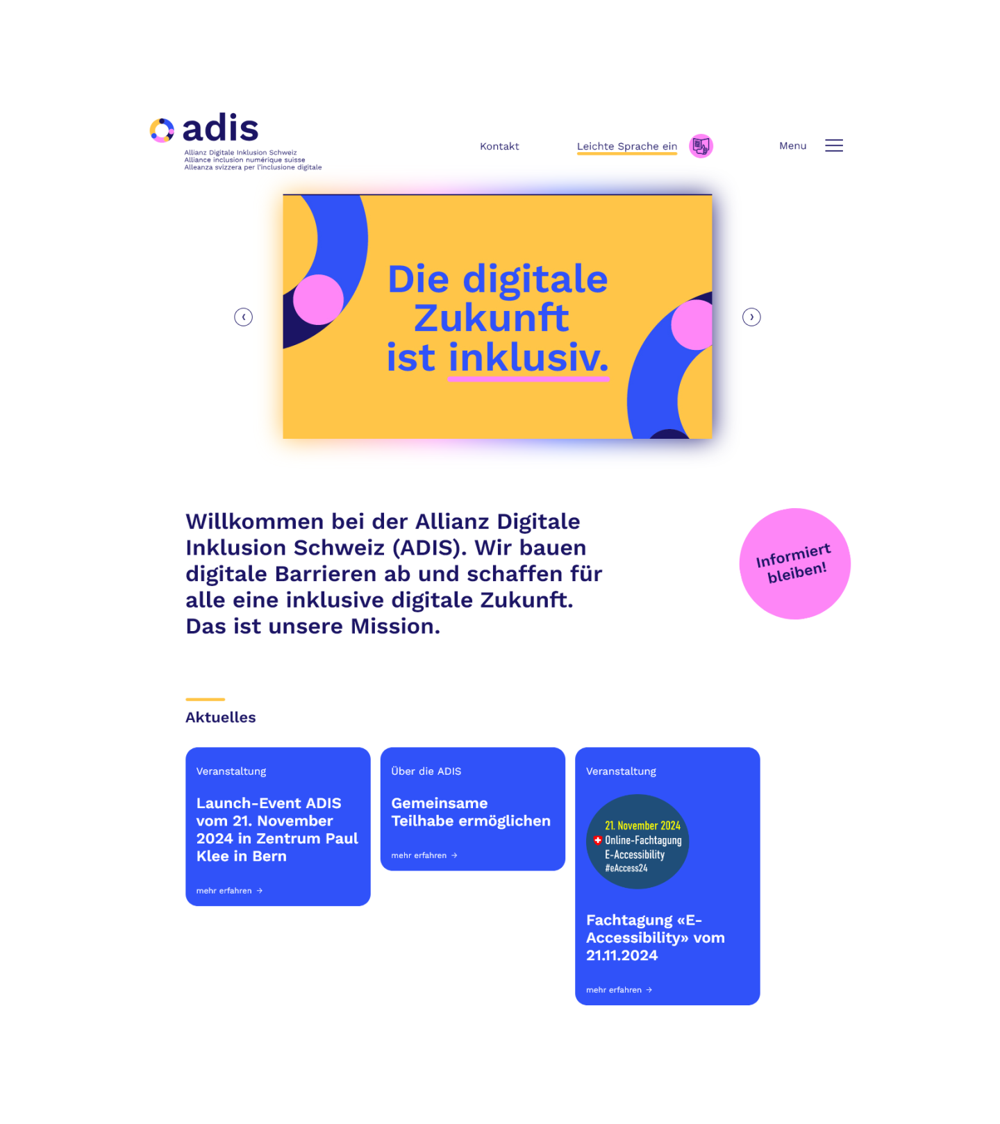 Screenshot Startseite adis.ch