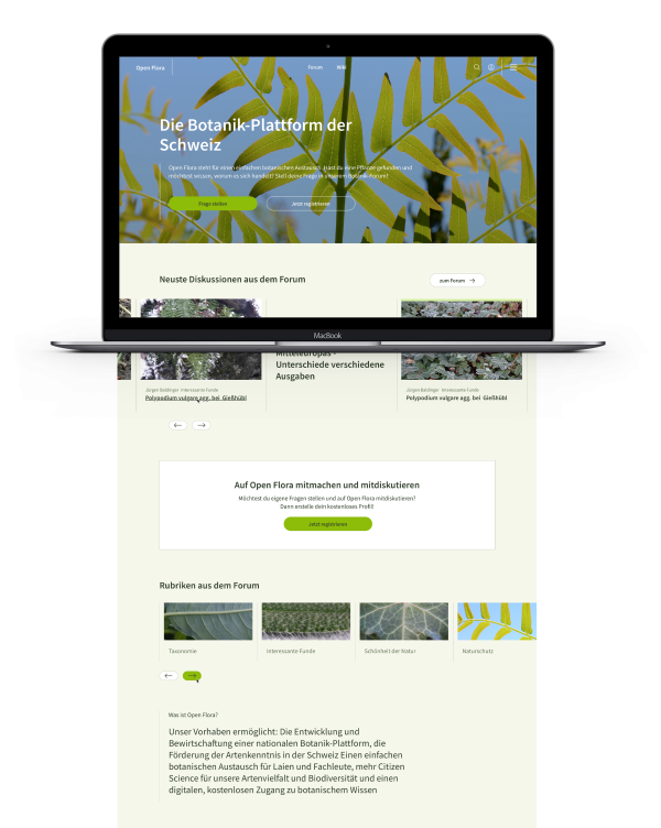 Screenshot der Startseite von openflora.ch