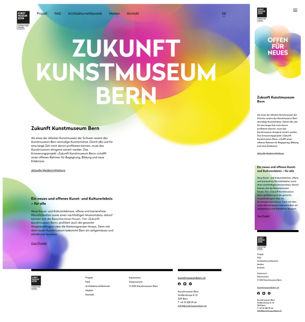 Screenshot der Startseite von zukunft.kunstmuseumbern.ch