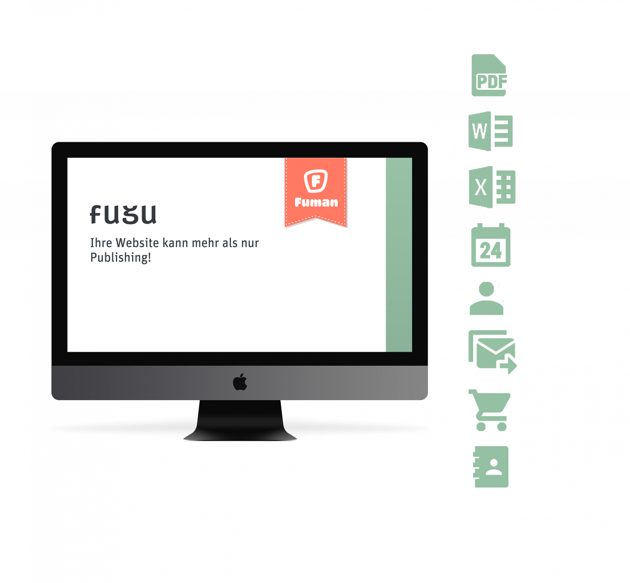 Es ist eine Illustration. Auf dieser ist ein Bildschirm zu sehen, welcher als Hintergrund den Fuman hat. Diese Illsutration soll sinnbildlich für das CMS-System Fuman stehen. 