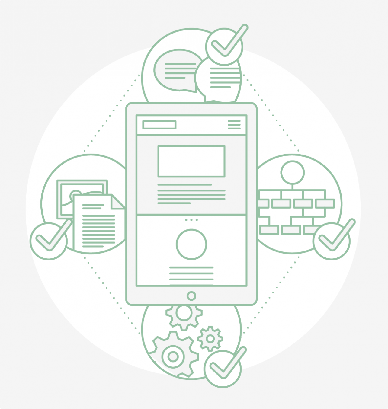 Dies ist eine Illustration der fugu GmbH. Sie soll das Online-Marketing-Tool Content Kitchen anschaulich erklären. 