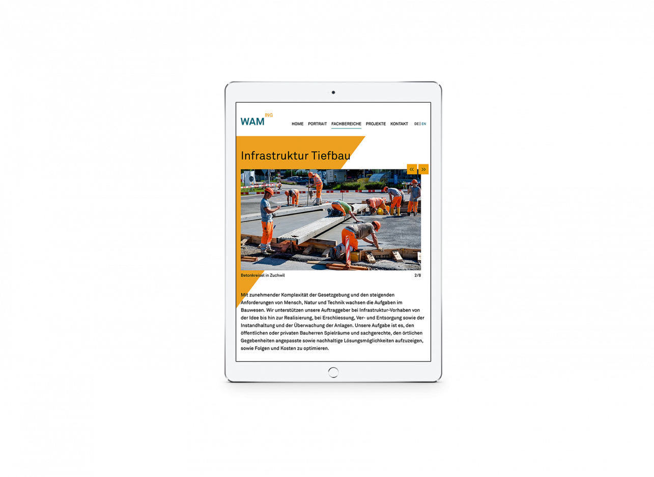Das iPad zeigt, wie die Seite der Fachbereiche bezüglich Webdesign gestaltet wurde. 