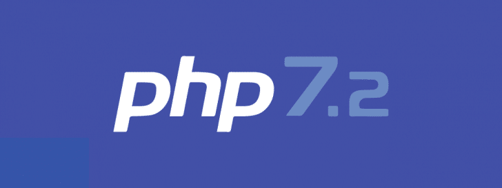 Dies ist ein Bild zur neusten PHP Version 7.2. PHP ist in weisser Schrift auf blauem Hintergrund geschrieben.