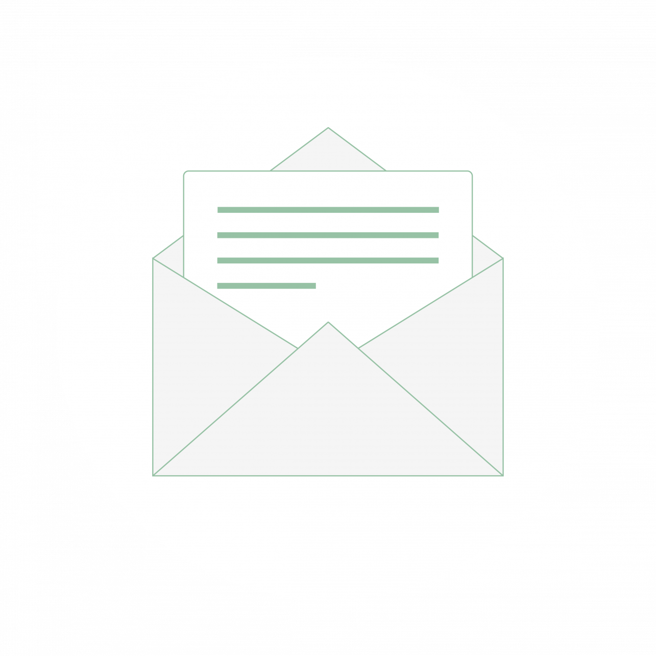 Grafik eines geöffneten Briefumschlags, aus dem ein Briefumschlag mit einigen Zeilen Text ragt.