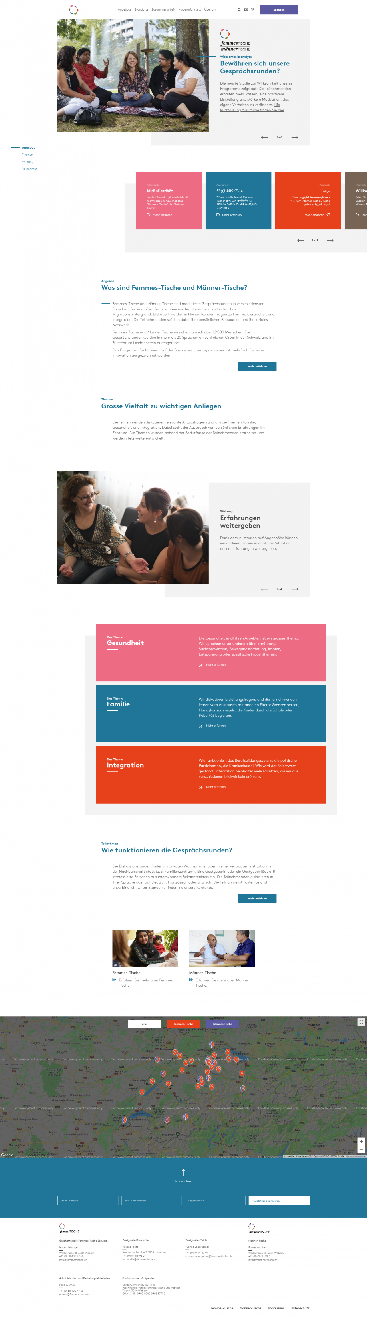 Screenshot der Startseite von femmestische.ch, Programmierung + Design by fugu GmbH Webagentur Bern