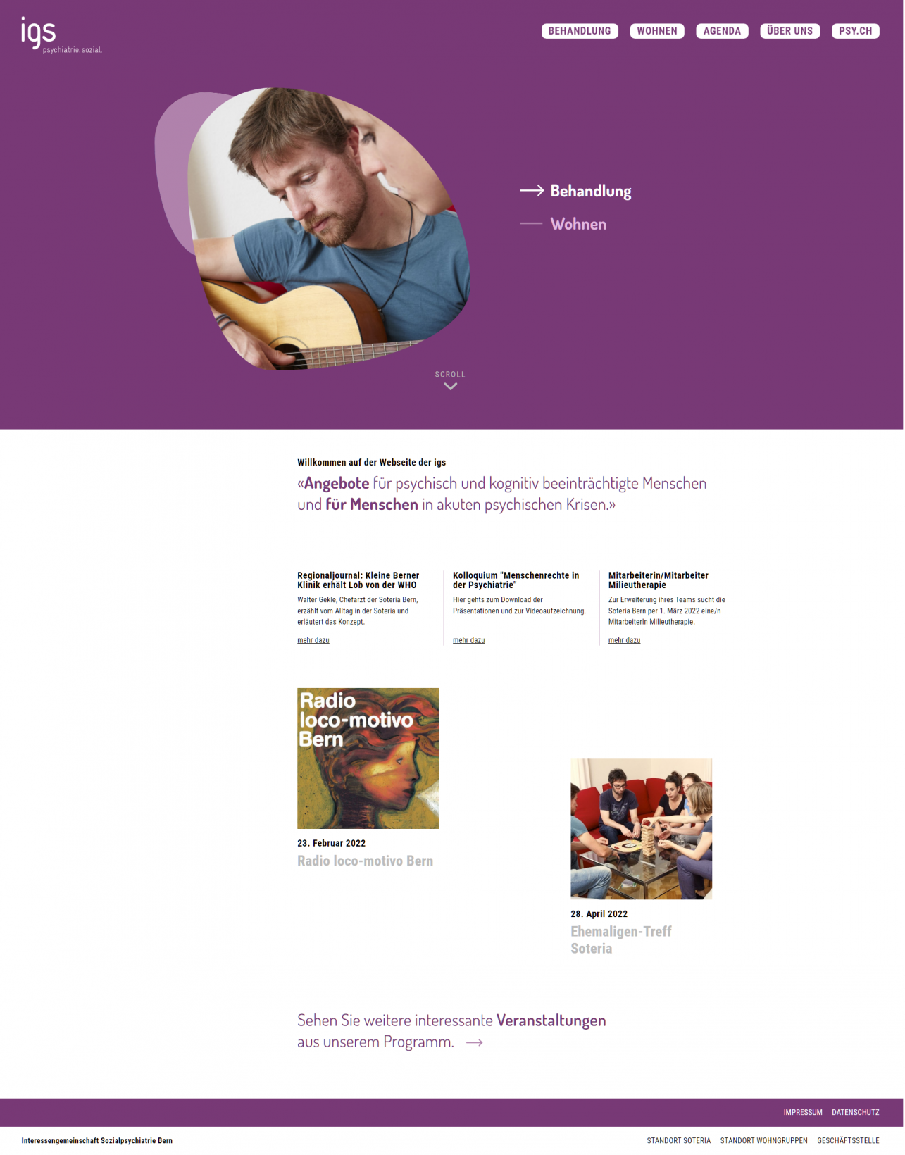 Screenshot der Startseite von igsbern.ch, Programmierung & Design by fugu GmbH Webagentur Bern