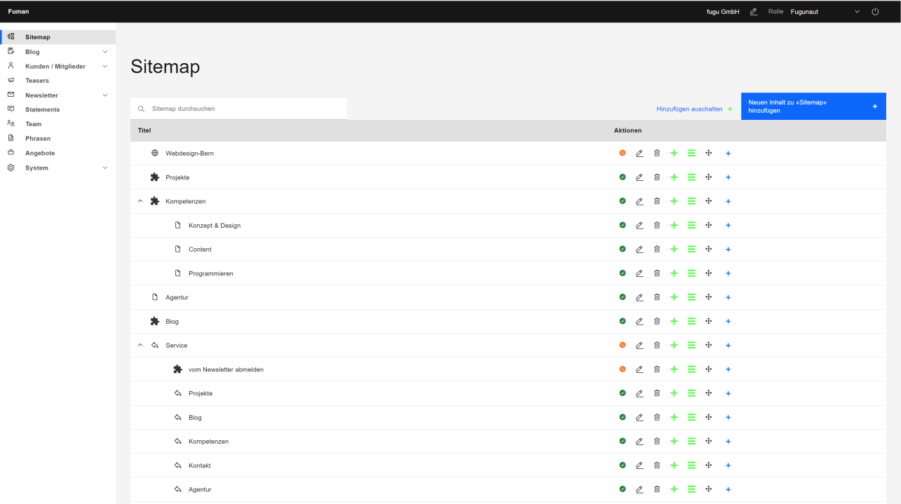 Screenshot des neuen Fuman.