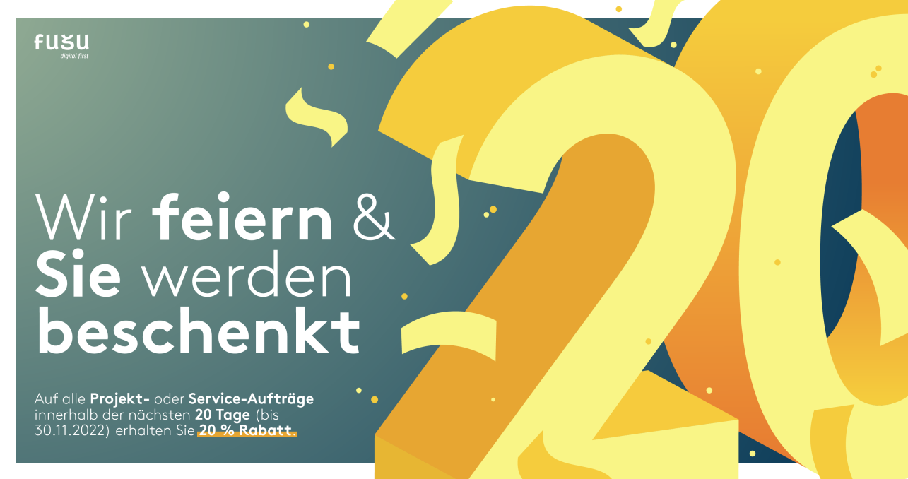 20 Jahre fugu: 20 % Jubiläums-Rabatt